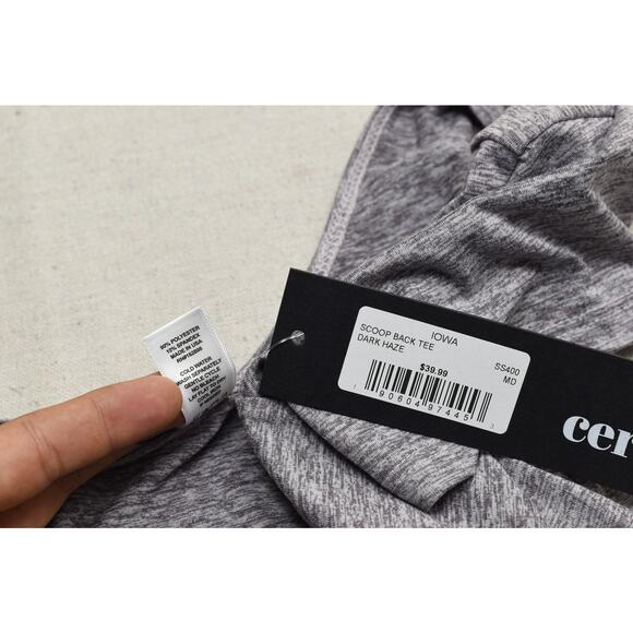 NEW Certoc Scoop Back Tee Size M Dark Haze Gray Short Sleeve Top Iowa Hawkeye - Picture 2 of 8